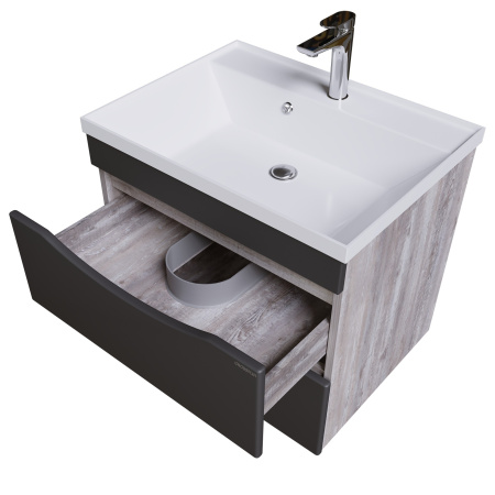 Тумба под раковину в ванной подвесная Grossman ТАЛИС-60 см, бетон пайн/серая